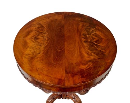 19TH CENTURY CARVED FLAME MAHOGANY OVAL CENTER TABLE - ADDITIONAL PHOTO 6
