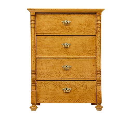 SWEDISH 19TH CENTURY TIGER BIRCH CHEST OF DRAWERS - ADDITIONAL PHOTO 1