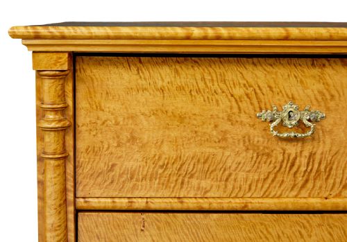 SWEDISH 19TH CENTURY TIGER BIRCH CHEST OF DRAWERS - ADDITIONAL PHOTO 7