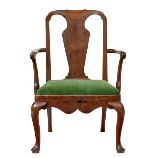 18TH CENTURY ENGLISH WALNUT STUDY ARMCHAIR - ADDITIONAL PHOTO 1