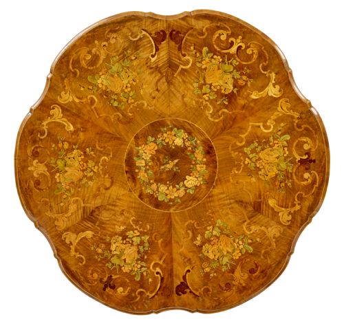 19TH CENTURY CARVED WALNUT MARQUETRY CENTER TABLE - ADDITIONAL PHOTO 2
