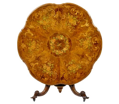 19TH CENTURY CARVED WALNUT MARQUETRY CENTER TABLE - ADDITIONAL PHOTO 3