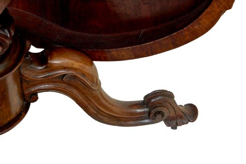 19TH CENTURY CARVED WALNUT MARQUETRY CENTER TABLE - ADDITIONAL PHOTO 7