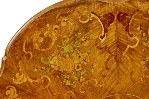 19TH CENTURY CARVED WALNUT MARQUETRY CENTER TABLE - ADDITIONAL PHOTO 10