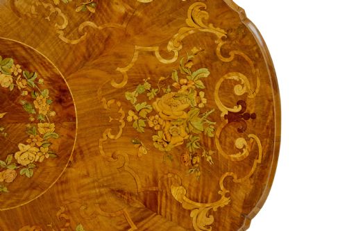 19TH CENTURY CARVED WALNUT MARQUETRY CENTER TABLE - ADDITIONAL PHOTO 11