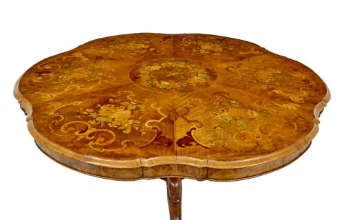19TH CENTURY CARVED WALNUT MARQUETRY CENTER TABLE - ADDITIONAL PHOTO 13