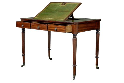 19TH CENTURY LATE GEORGIAN MAHOGANY AND LEATHER ARCHITECTS DESK - ADDITIONAL PHOTO 1
