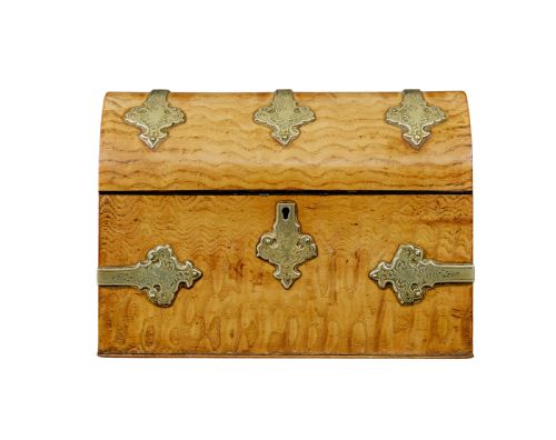 19TH CENTURY VICTORIAN POLLARD OAK AND BRASS DOME TOP STATIONARY BOX - ADDITIONAL PHOTO 3