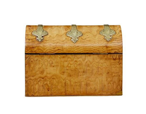 19TH CENTURY VICTORIAN POLLARD OAK AND BRASS DOME TOP STATIONARY BOX - ADDITIONAL PHOTO 5