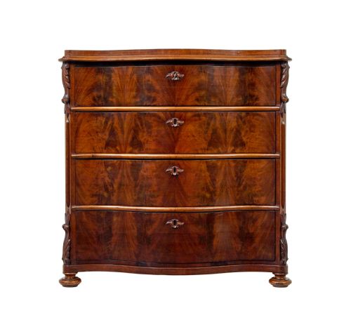 19TH CENTURY SWEDISH SERPENTINE MAHOGANY CHEST OF DRAWERS - ADDITIONAL PHOTO 1