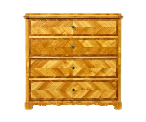 MID 19TH CENTURY SCANDINAVIAN INLAID ELM CHEST OF DRAWERS - ADDITIONAL PHOTO 1