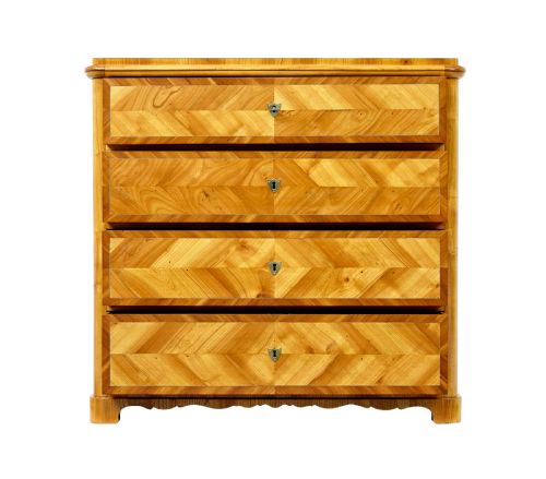 MID 19TH CENTURY SCANDINAVIAN INLAID ELM CHEST OF DRAWERS - ADDITIONAL PHOTO 2