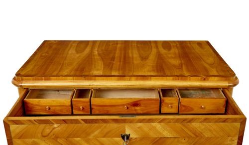 MID 19TH CENTURY SCANDINAVIAN INLAID ELM CHEST OF DRAWERS - ADDITIONAL PHOTO 12