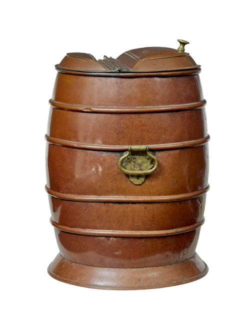 19TH CENTURY COPPER AND BRASS WATER BARREL - ADDITIONAL PHOTO 4