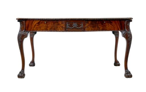 MID 19TH CENTURY ENGLISH PARTNERS DESK IN THE CHIPPENDALE TASTE - ADDITIONAL PHOTO 4