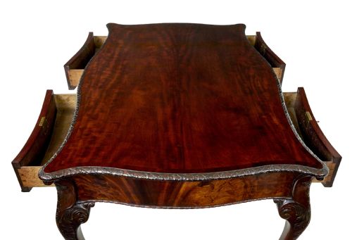 MID 19TH CENTURY ENGLISH PARTNERS DESK IN THE CHIPPENDALE TASTE - ADDITIONAL PHOTO 12