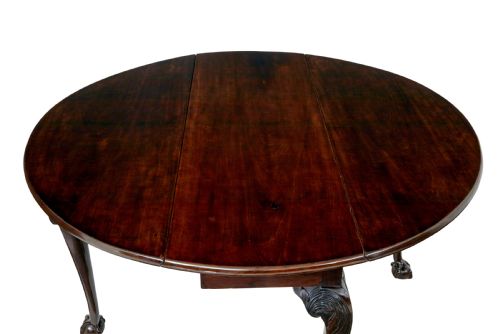18TH CENTURY CARVED MAHOGANY DROP LEAF TABLE - ADDITIONAL PHOTO 3