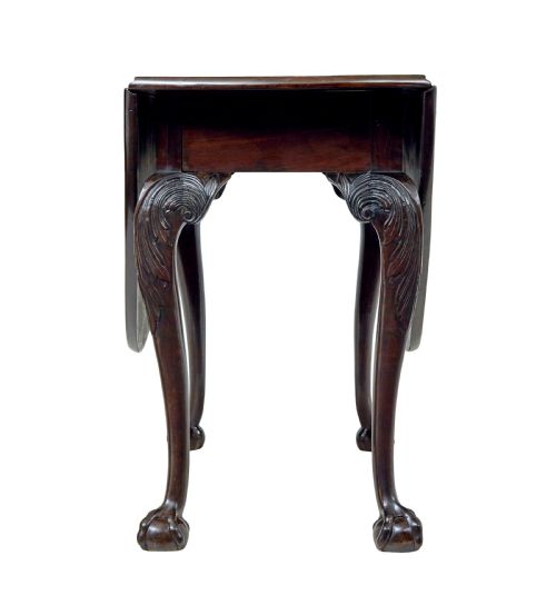 18TH CENTURY CARVED MAHOGANY DROP LEAF TABLE - ADDITIONAL PHOTO 7