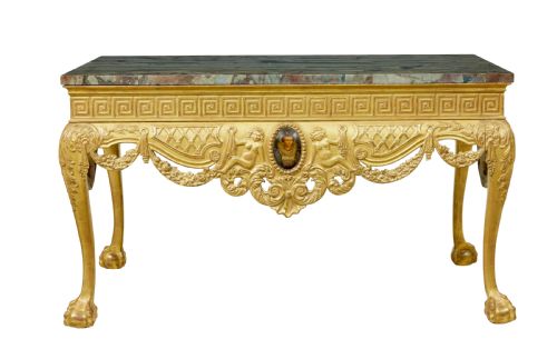 19TH CENTURY GEORGE II INFLUENCED MARBLE TOP CENTER TABLE - ADDITIONAL PHOTO 5