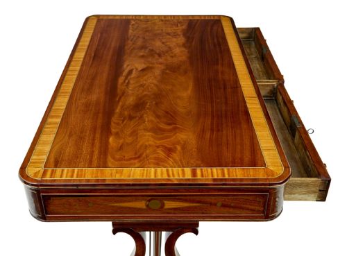 19TH CENTURY REGENCY BRASS INLAID WRITING DESK - ADDITIONAL PHOTO 2