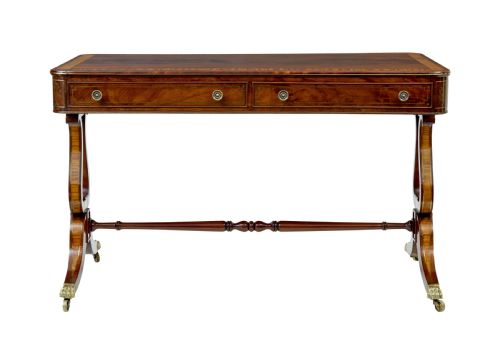 19TH CENTURY REGENCY BRASS INLAID WRITING DESK - ADDITIONAL PHOTO 8