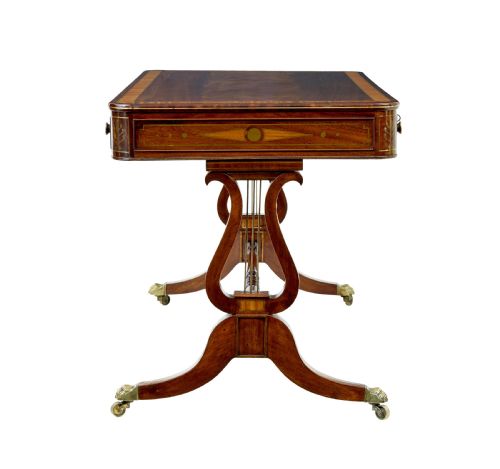 19TH CENTURY REGENCY BRASS INLAID WRITING DESK - ADDITIONAL PHOTO 9