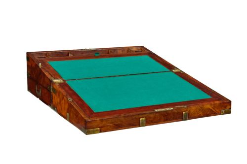 MID 19TH CENTURY MAHOGANY BRASS BOUND CAMPAIGN WRITING SLOPE - ADDITIONAL PHOTO 4