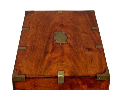 MID 19TH CENTURY MAHOGANY BRASS BOUND CAMPAIGN WRITING SLOPE - ADDITIONAL PHOTO 9