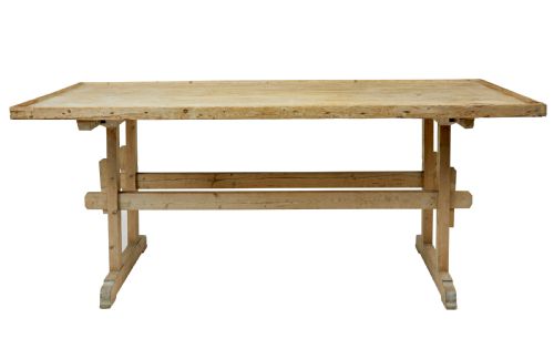 19TH CENTURY SWEDISH PINE TRESTLE BAKERS TABLE - ADDITIONAL PHOTO 4