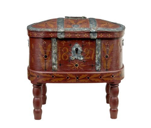 TRADITIONAL 19TH CENTURY SWEDISH SHAPED BOX ON STAND - ADDITIONAL PHOTO 1