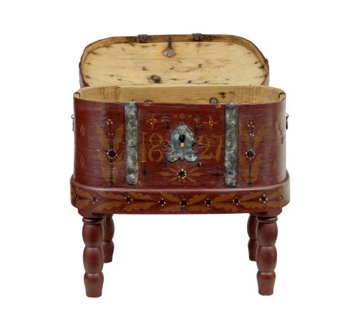 TRADITIONAL 19TH CENTURY SWEDISH SHAPED BOX ON STAND - ADDITIONAL PHOTO 2