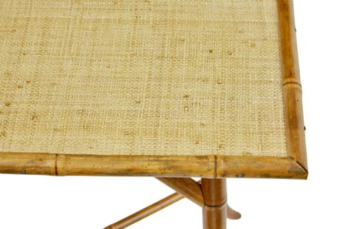 EARLY 20TH CENTURY BAMBOO AND HESIAN SIDE TABLE - ADDITIONAL PHOTO 3
