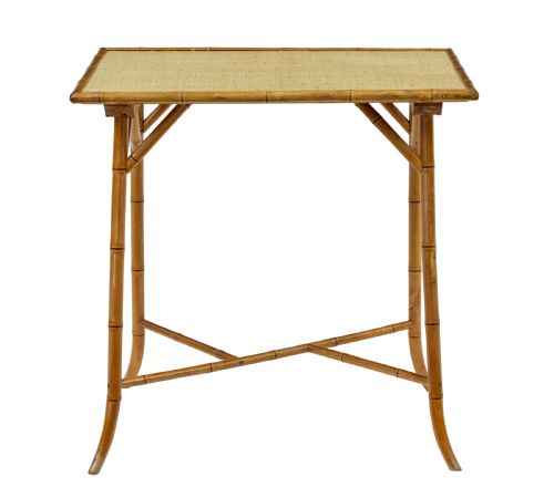EARLY 20TH CENTURY BAMBOO AND HESIAN SIDE TABLE - ADDITIONAL PHOTO 5