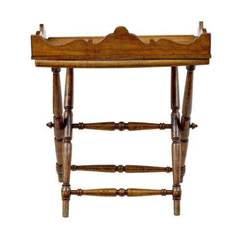 19TH CENTURY SOLID OAK GOTHIC REVIVAL BUTLERS TRAY ON STAND - ADDITIONAL PHOTO 4