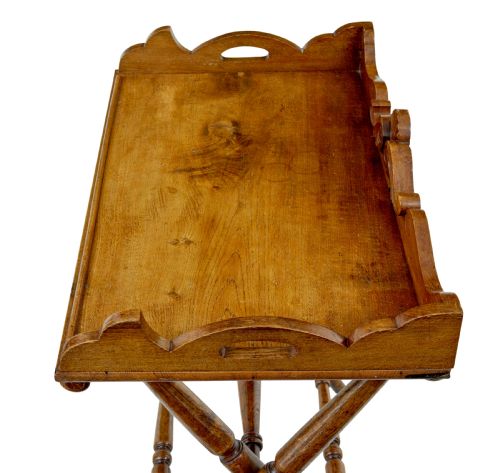 19TH CENTURY SOLID OAK GOTHIC REVIVAL BUTLERS TRAY ON STAND - ADDITIONAL PHOTO 6
