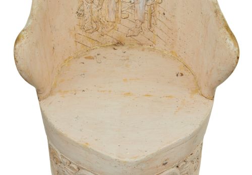 19TH CENTURY GOTHIC REVIVAL PAINTED DUG OUT CHAIR - ADDITIONAL PHOTO 11