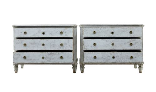 PAIR OF PAINTED 19TH CENTURY SWEDISH CHEST OF DRAWERS - ADDITIONAL PHOTO 1
