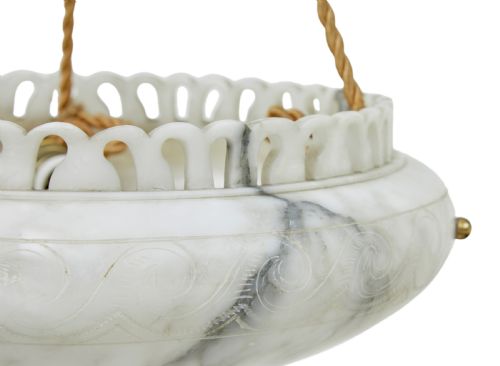 HAND CARVED ALABASTER ART DECO CEILING LIGHT - ADDITIONAL PHOTO 3