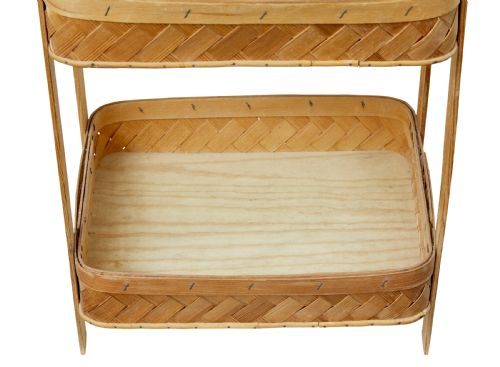 EARLY 20TH CENTURY HANDMADE WOVEN PINE 2 TIER STAND - ADDITIONAL PHOTO 2