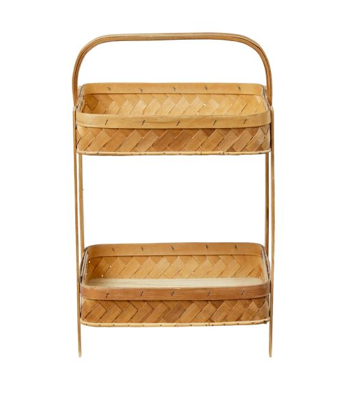 EARLY 20TH CENTURY HANDMADE WOVEN PINE 2 TIER STAND - ADDITIONAL PHOTO 3