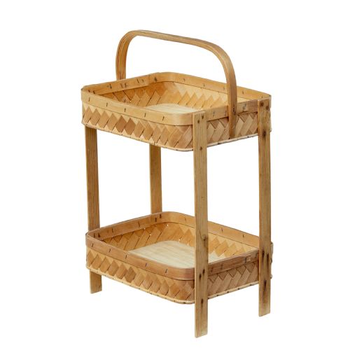 EARLY 20TH CENTURY HANDMADE WOVEN PINE 2 TIER STAND - ADDITIONAL PHOTO 4