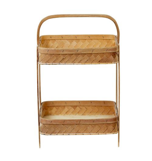 EARLY 20TH CENTURY HANDMADE WOVEN PINE 2 TIER STAND - ADDITIONAL PHOTO 6