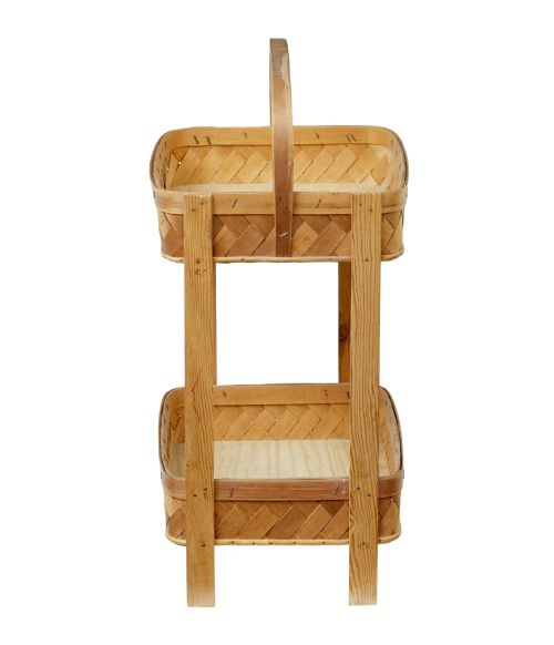 EARLY 20TH CENTURY HANDMADE WOVEN PINE 2 TIER STAND - ADDITIONAL PHOTO 7
