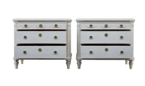 PAIR OF 19TH CENTURY SWEDISH HAND PAINTED CHEST OF DRAWERS - ADDITIONAL PHOTO 1