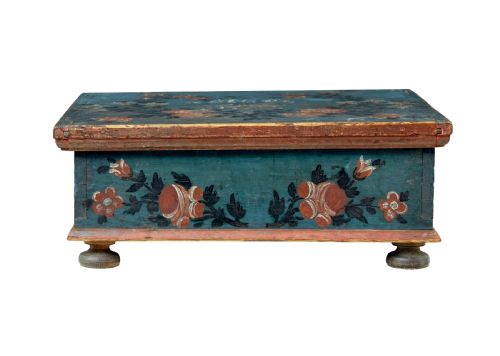 19TH CENTURY HAND PAINTED PINE STORAGE BOX - ADDITIONAL PHOTO 1