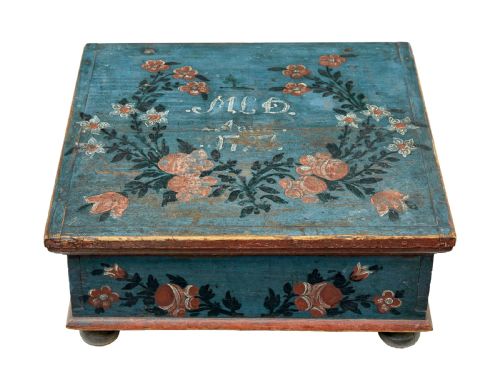 19TH CENTURY HAND PAINTED PINE STORAGE BOX - ADDITIONAL PHOTO 5