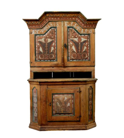 EARLY 19TH CENTURY HAND PAINTED SWEDISH FOLK ART CUPBOARD - ADDITIONAL PHOTO 1