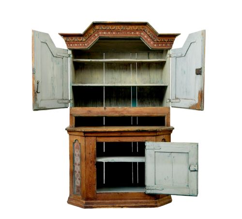 EARLY 19TH CENTURY HAND PAINTED SWEDISH FOLK ART CUPBOARD - ADDITIONAL PHOTO 2