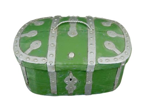 SWEDISH 19TH CENTURY GREEN PAINTED SHAPED STRONG BOX - ADDITIONAL PHOTO 1