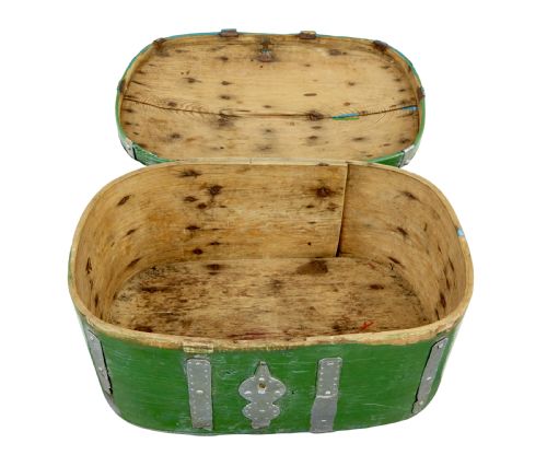 SWEDISH 19TH CENTURY GREEN PAINTED SHAPED STRONG BOX - ADDITIONAL PHOTO 2